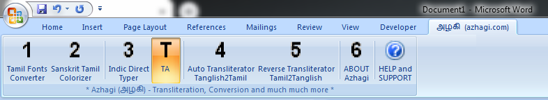 Azhagi's Addins for MS Word - DT module